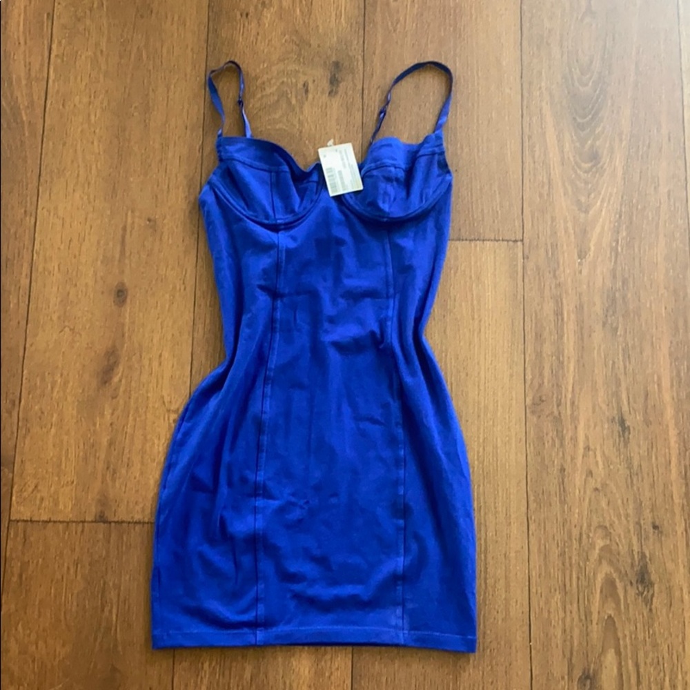 Royal blue jersey corset mini dress